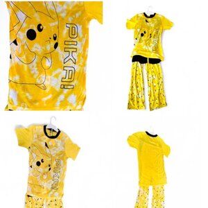 Pokemon Pikachu Kid Pajama Set 3 Piece Size L 12/14 NWT Yellow Black Unisex Gift